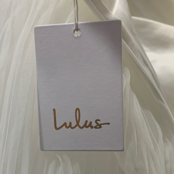 Lulus Large NWT Enchantment Elegant White Strapless Dress w Tulle Tiered Skirt - Picture 5 of 9